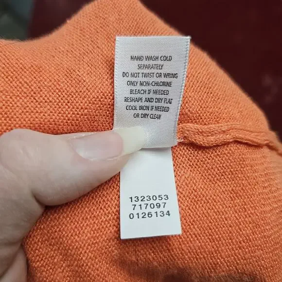 J Jill Linen Blend Cardigan Sweater Open Front Coral Orange Long Size Small 4-6 - Picture 7 of 7